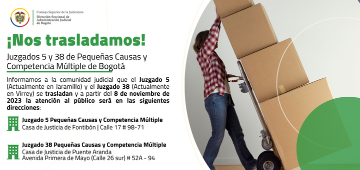 Información sobre traslado de dos juzgados de pequeñas causas y competencias múltiples