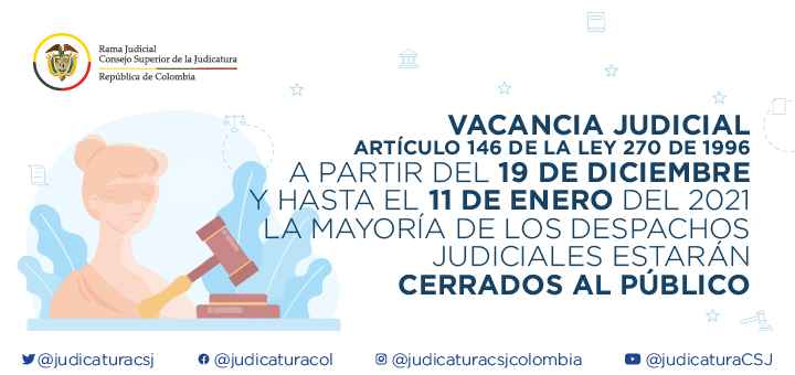 La Rama Judicial entra en vacancia judicial. Consulte aquí los Despachos con Atención al Público