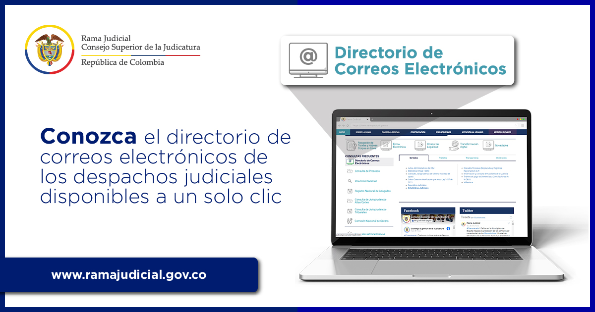 Consulte el directorio de correos electrónicos de los despachos judiciales