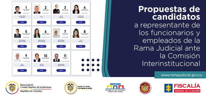 Propuestas de candidatos a representante de los funcionarios y empleados ante la Comisión Interinstitucional de la Rama Judicial