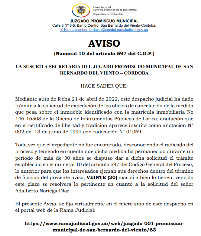 Aviso a la Comunidad