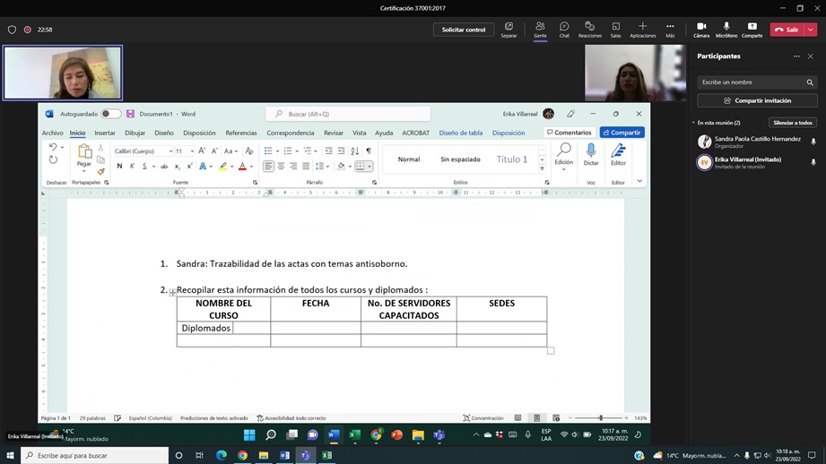 SEGUIMIENTO IMPLEMENTACIÓN NORMA NTC ISO 37001:2017