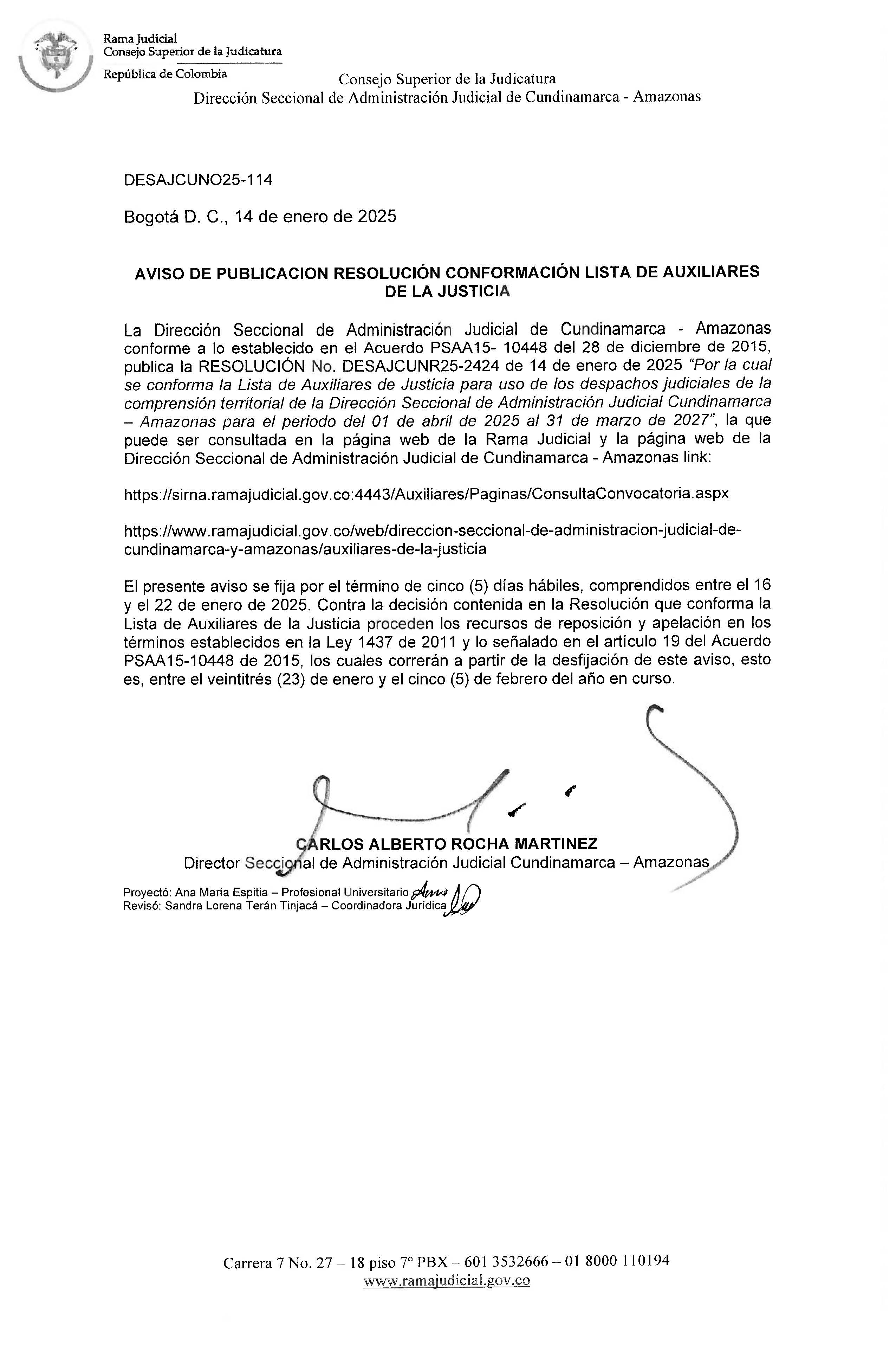 AUXILIARES DE JUSTICIA 2025