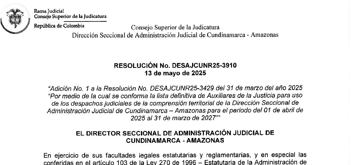 RESOLUCIÓN No. DESAJCUNR25-3910 DE 13 DE MAYO de 2025