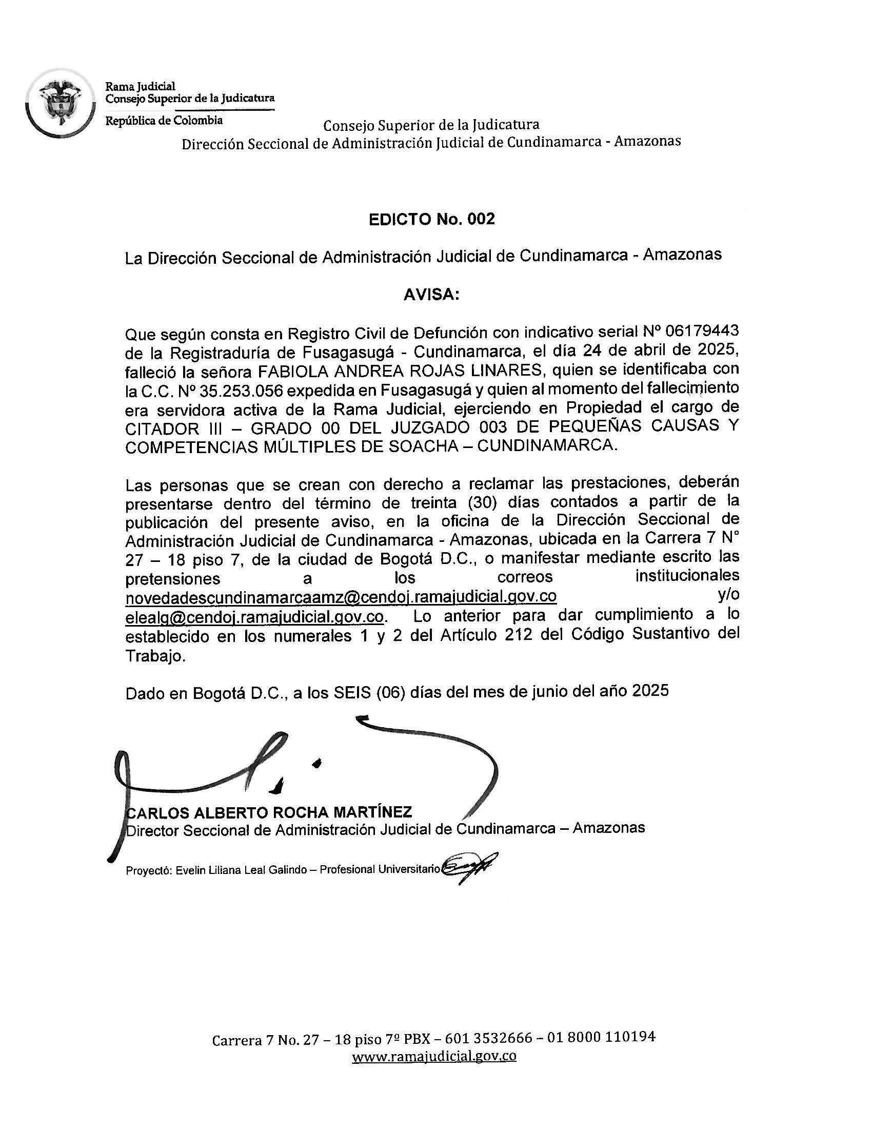 EDICTO N° 02