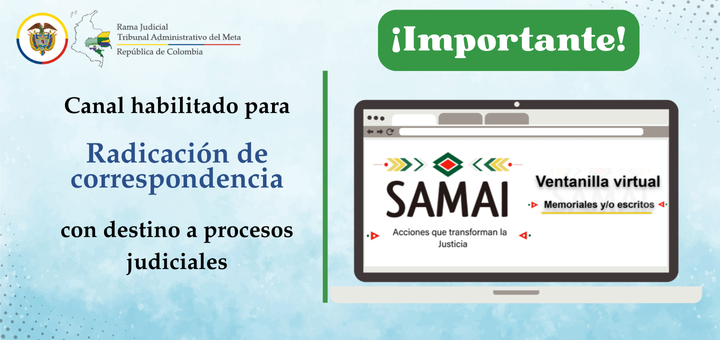 Canal habilitado para radicación de correspondencia: Ventanilla Virtual SAMAI