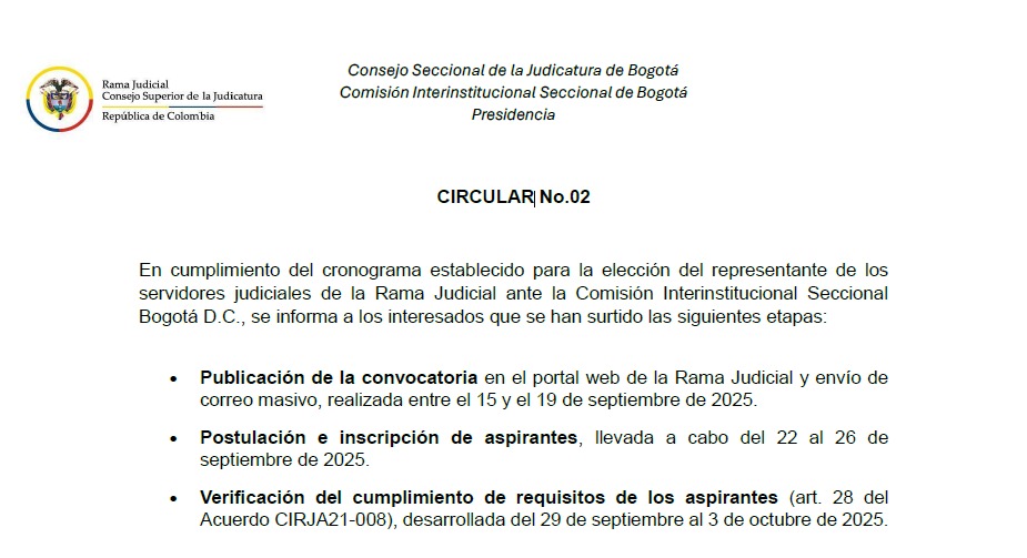 Candidatos que continúan en el proceso para representantes de los empleados ante la Comisión Interinstitucional de la Rama Judicial,