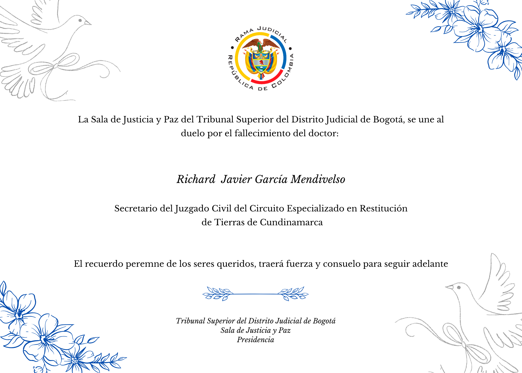 Nota de Condolencias