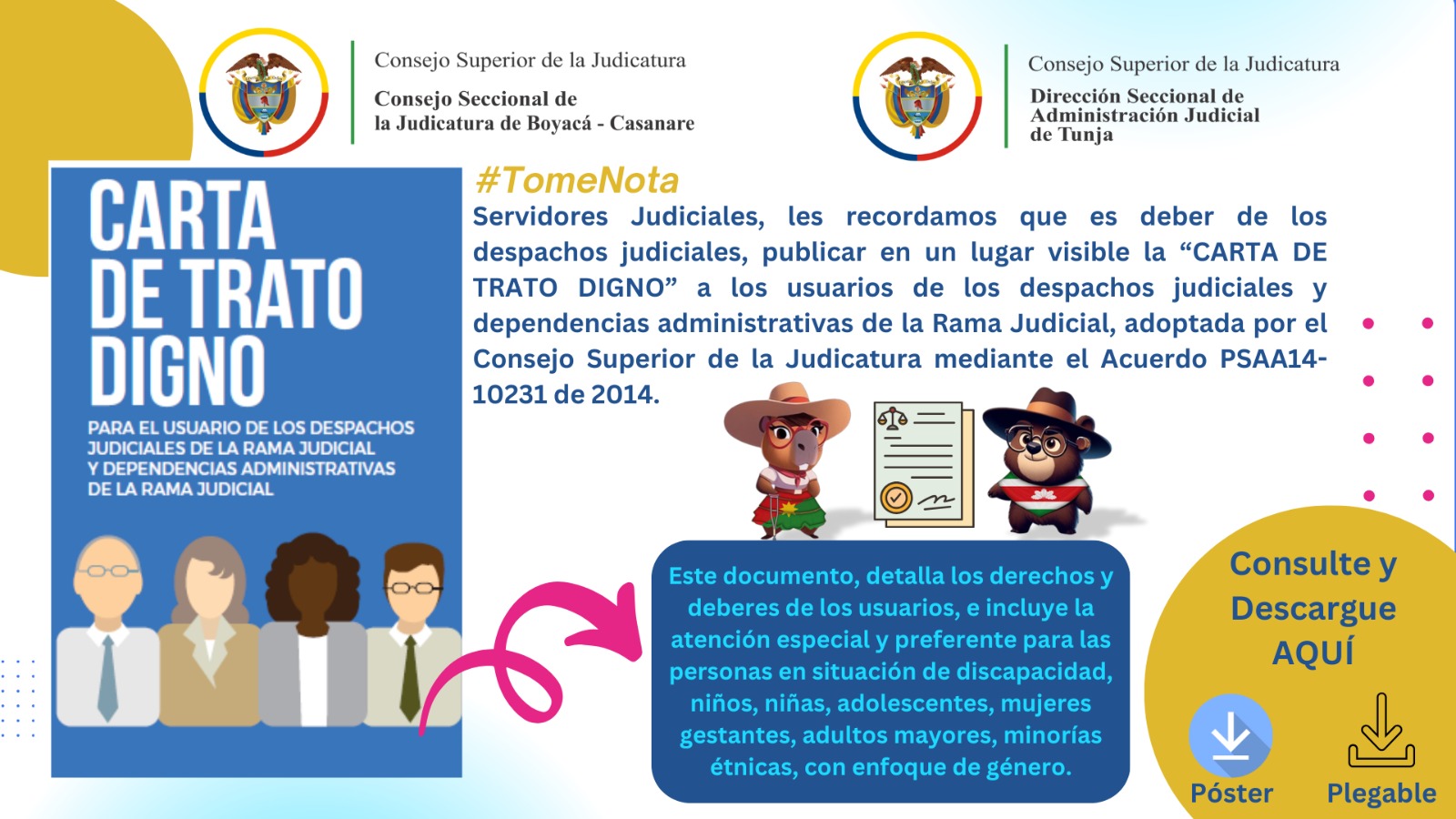 Carta de trato Digno - para el usuario de los despachos judiciales y dependencias de la Rama Judicial