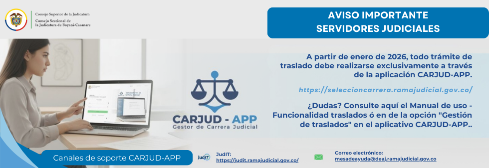 ¡¡ AVISO IMPORTANTE!! Solicitudes de traslado mediante aplicación CARJUD-APP.