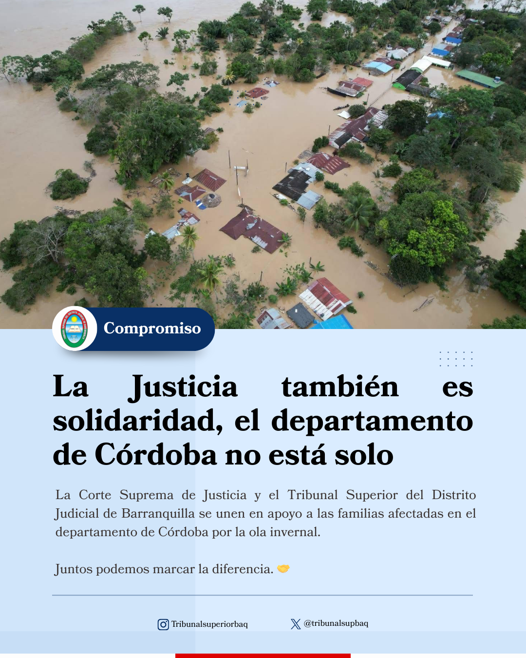 La justicia también es solidaridad, el Departamento de Córdoba no está solo