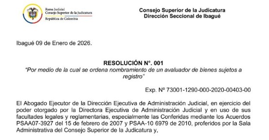 RESOLUCION NOMBRAMIENTO DE UN AXILIAR DE JUSTICIA AVALUADOR BIENES INMUEBLES