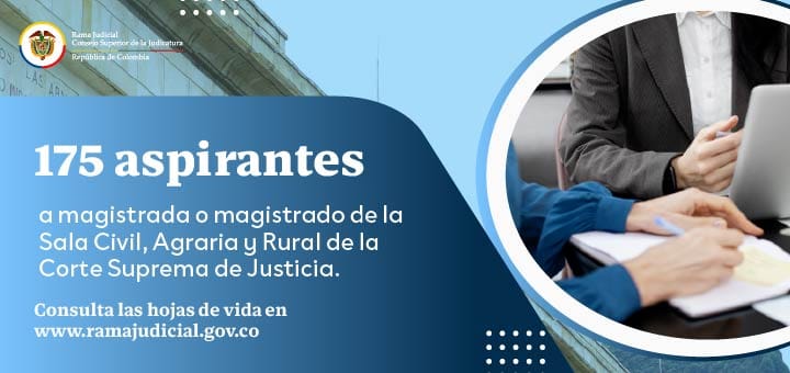 175 aspirantes a magistrada o magistrado de la Sala Civil, Agraria y Rural de la Corte Suprema de Justicia