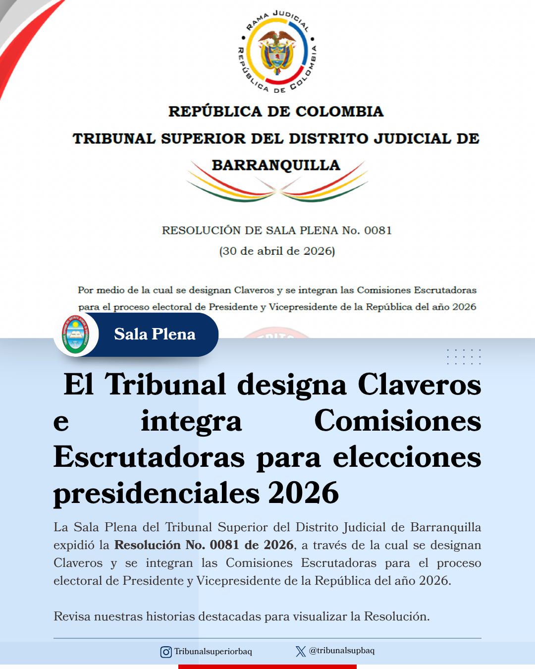 El Tribunal designa Claveros e integra Comisiones Escrutadoras para elecciones presidenciales 2026