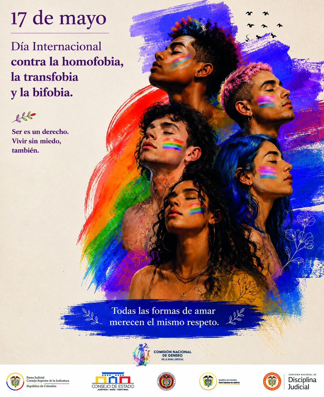 17 de mayo Día Internacional contra la homofobia, la transfobia y la bifobia.