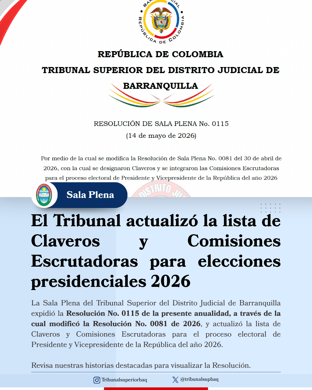 El Tribunal actualizó la lista de Claveros y Comisiones Escrutadoras para elecciones presidenciales 2026