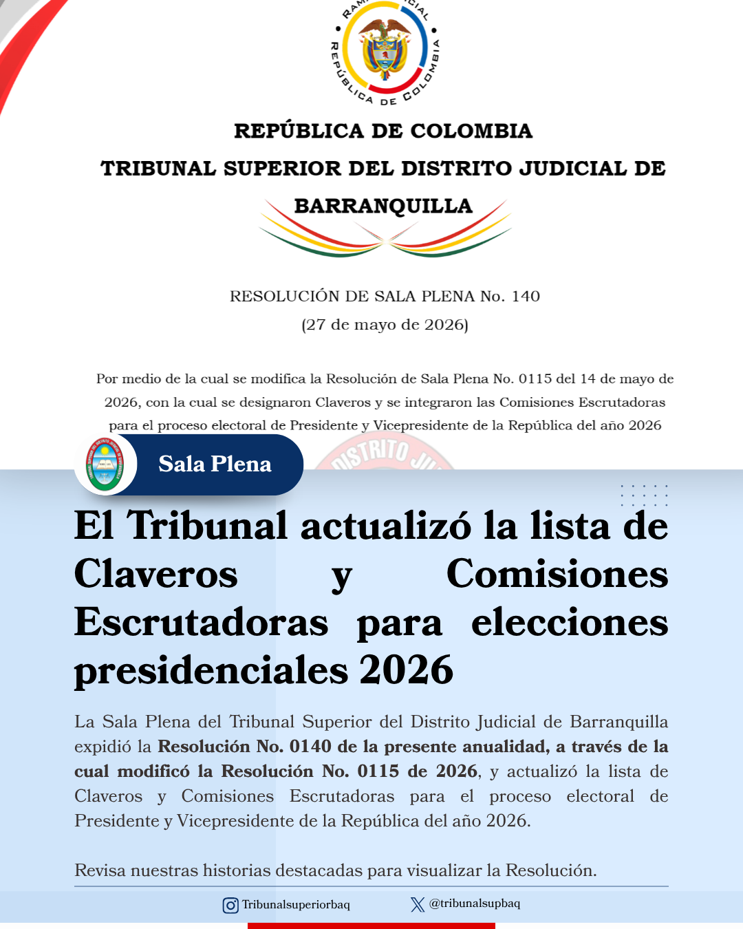 El Tribunal actualizó la lista de Claveros y Comisiones Escrutadoras para elecciones presidenciales 2026