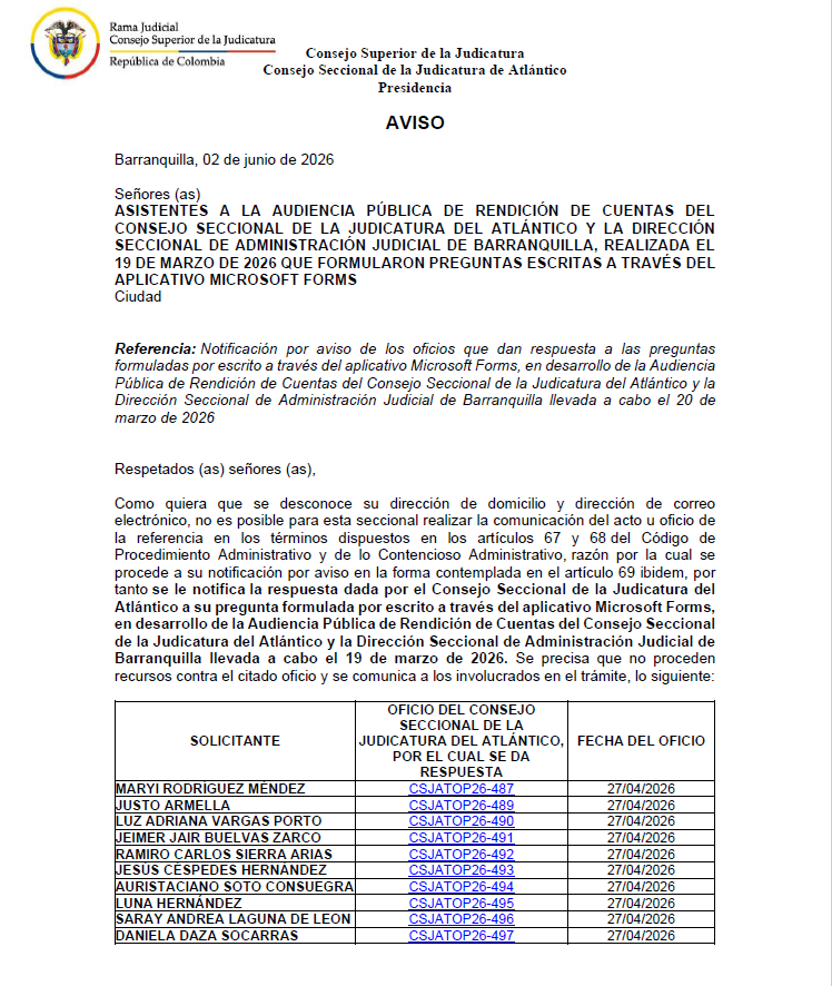 NOTIFICACION POR AVISO 02 DE JUNIO 2026