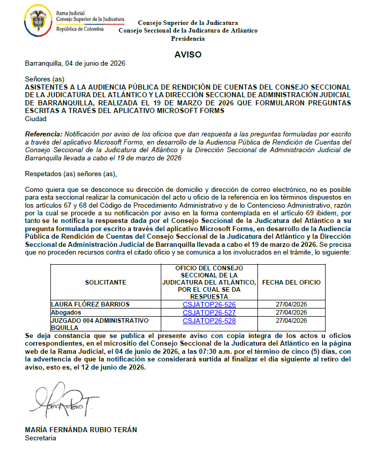 NOTIFICACION POR AVISO 04 DE JUNIO 2026