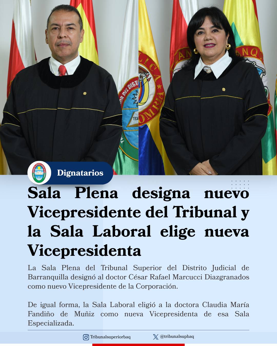 Sala Plena designa nuevo Vicepresidente del Tribunal y la Sala Laboral elige nueva Vicepresidenta
