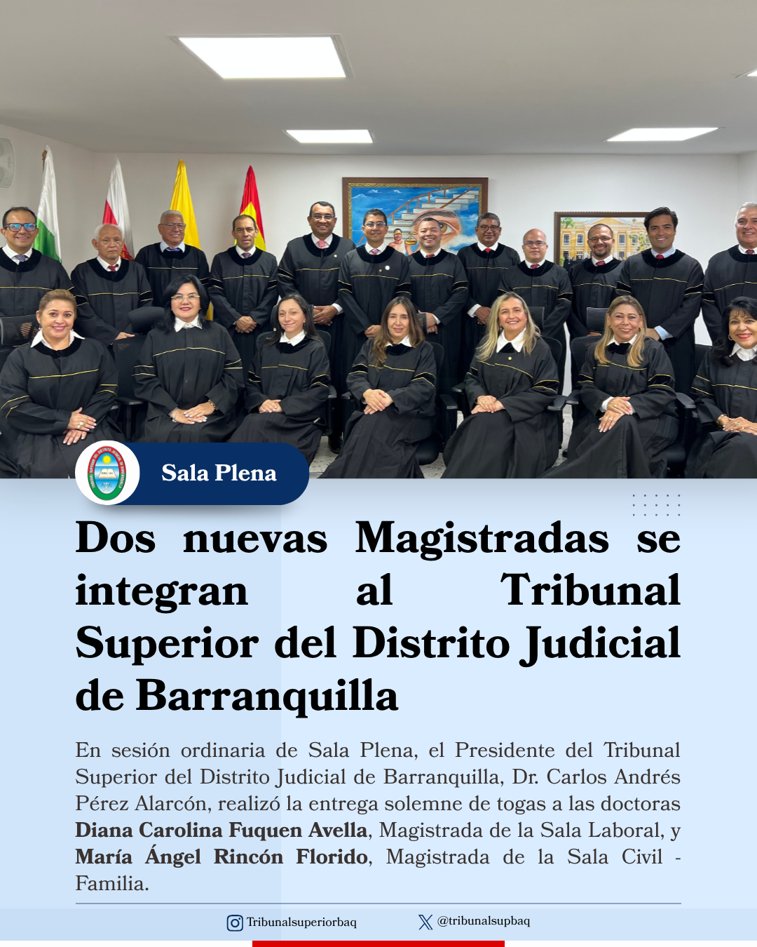 Dos nuevas Magistradas se integran al Tribunal Superior del Distrito Judicial de Barranquilla