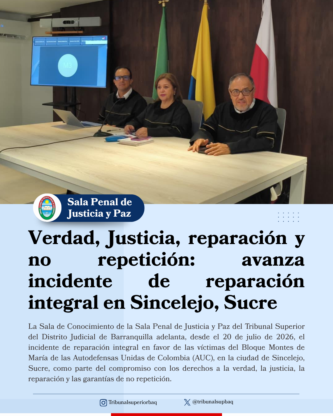 Verdad, Justicia, reparación y no repetición: avanza incidente de reparación integral en Sincelejo, Sucre