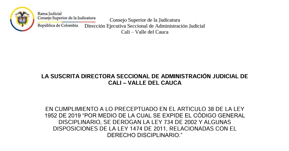 DIRECCIÓN SECCIONAL DE ADMINISTRACIÓN JUDICIAL DE CALI