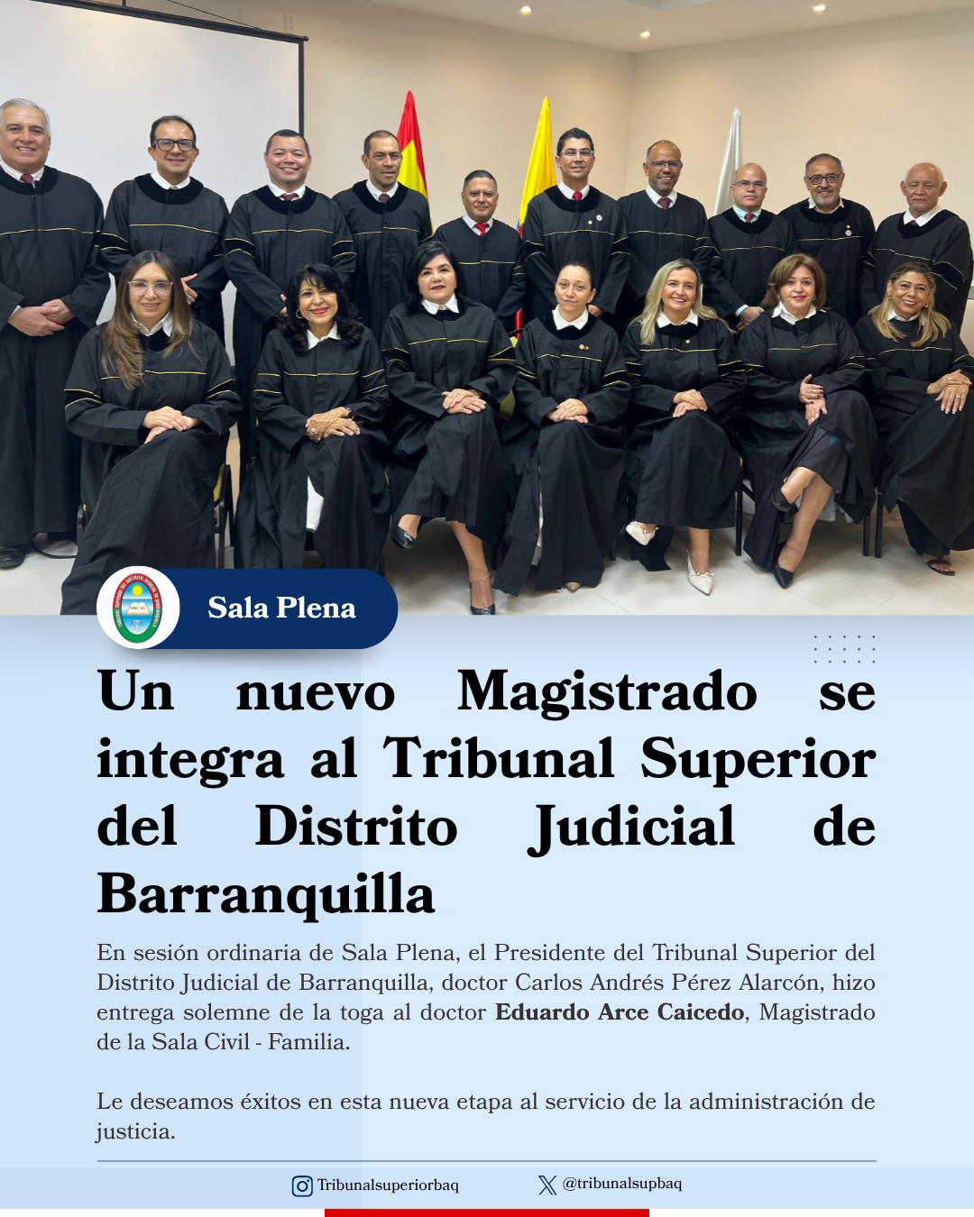 Un nuevo Magistrado se integra al Tribunal Superior del Distrito Judicial de Barranquilla