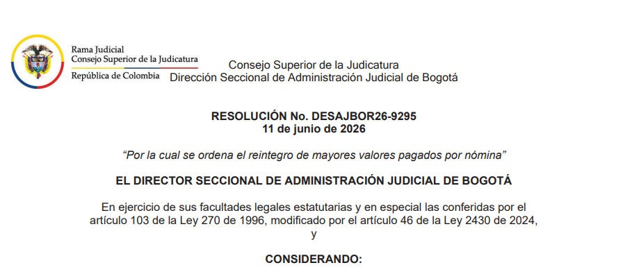 Resolución N° DESAJBOR26-9295 del 11 de junio de 2026