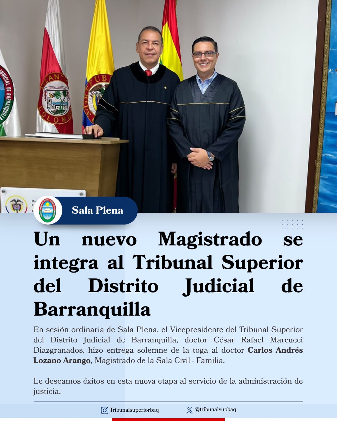 Un nuevo Magistrado se integra al Tribunal Superior del Distrito Judicial de Barranquilla